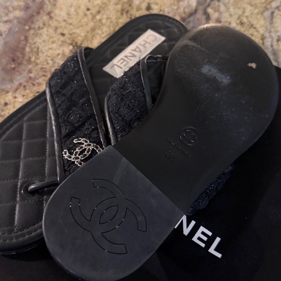 CHANEL Black Quilted Slide Sandals - Picture 3 of 4
